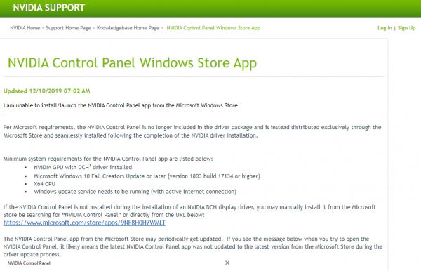 nVidia Control Panel отныне не входит в пакет драйверов компании - теперь это часть Windows Store